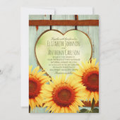 Herfst Sunflower Wedding Rustic Country Fence Kaart (Voorkant)