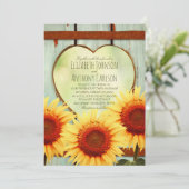 Herfst Sunflower Wedding Rustic Country Fence Kaart (Staand voorkant)
