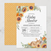 Herfst Sunflower Woodland Baby shower Uitnodiging (Voorkant / Achterkant)