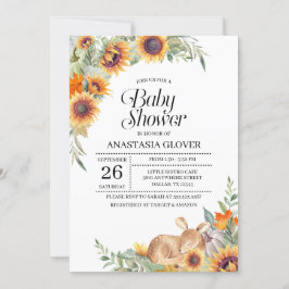 Herfst Sunflower Woodland Baby shower Uitnodiging