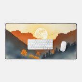 Herfst Sunset Mountain Desk Mat – Gezellige Volle  (Keyboard & Muis)
