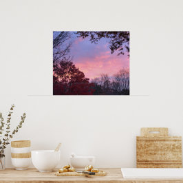 Herfst Sunset Over Trees Mooi Poster
