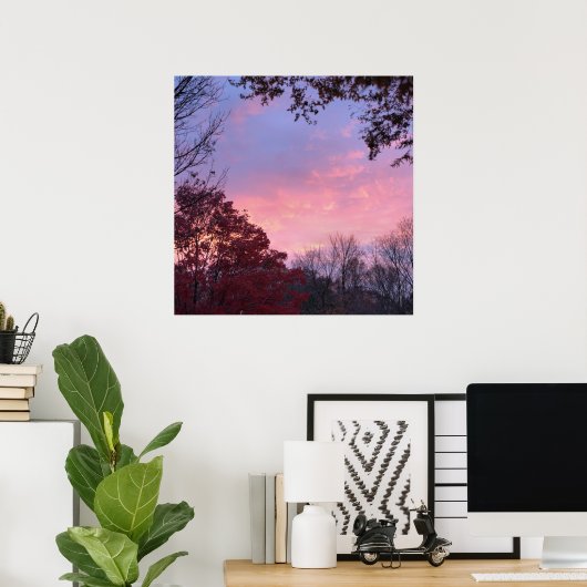 Herfst Sunset Over Trees Mooi Poster (Thuiskantoor)