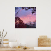 Herfst Sunset Over Trees Mooi Poster (Keuken)