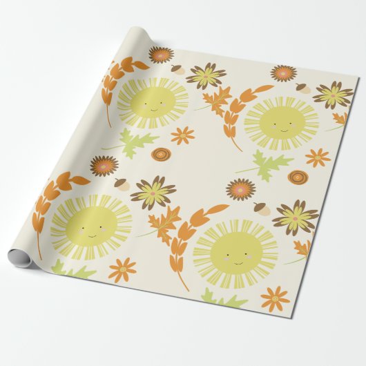 Herfst Sunshine Autumn Birthday Party Cadeaupapier (Uitgerold)