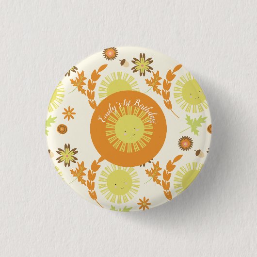 Herfst Sunshine Autumn Birthday Party Ronde Button 3,2 Cm (Voorkant)