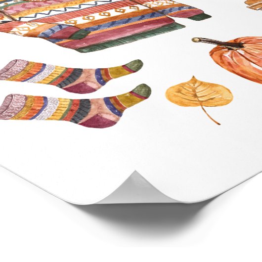 Herfst Sweater Weer Waterverf Herfst Poster (Hoek)
