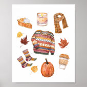 Herfst Sweater Weer Waterverf Herfst Poster (Voorkant)