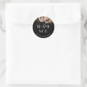 Herfst Sweet 16 Bedankt | Black Boho Bloemen Favor Ronde Sticker (Tas)