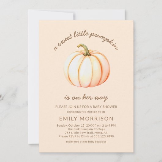 Herfst Sweet Little Pumpkin Autumn Baby shower Kaart (Voorkant)