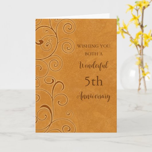 Herfst Swirls 5de Bruiloft Jubileum Kaart (Gele Bloem)