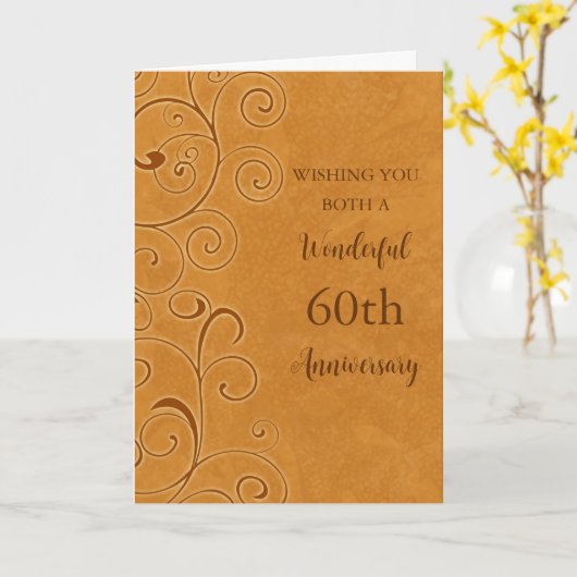 Herfst Swirls 60e bruiloft Jubileum Kaart (Gele Bloem)