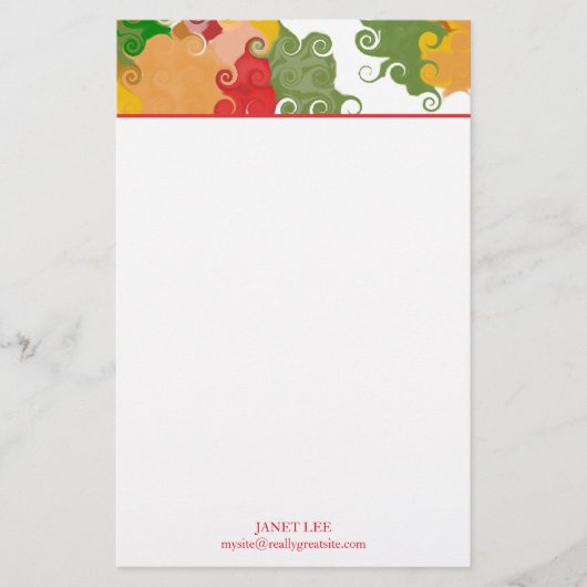 Herfst Swirls Briefpapier (Voorkant)