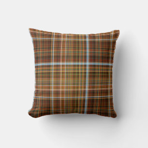 Herfst Sycamore Bruin, Groen en Blauw Plaid Kussen