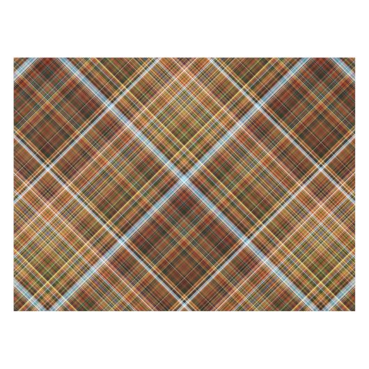 Herfst Sycamore Bruin, Groen en Blauw Plaid Tafelkleed (Voorkant (Horizontaal))