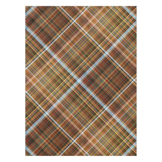 Herfst Sycamore Bruin, Groen en Blauw Plaid Tafelkleed (Voorkant)