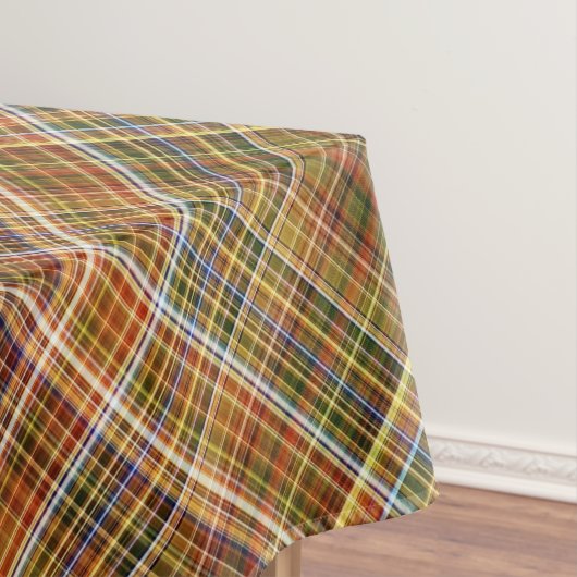 Herfst Sycamore Bruin, Groen en Blauw Plaid Tafelkleed (Voorbeeld)