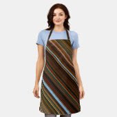 Herfst Sycamore Bruin, Groen en Blauwe Streep Schort (Gedragen)