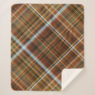 Herfst Sycomoor Bruin, Groen en Blauw Geruit Sherpa Deken