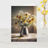 Herfst Sympathie Bloemboeket Op Kant Kaart (Gele Bloem)