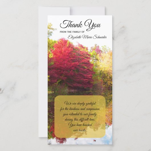 Herfst Sympathie Memorial Flat Dank u Bedankkaart (Voorkant)