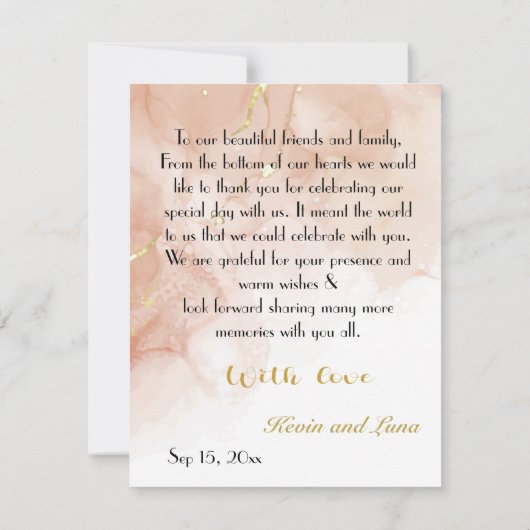 Herfst Symphony Wedding Hartelijk dank Bedankkaart (Achterkant)