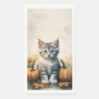 Herfst Tabby Kitten Lange papieren servet