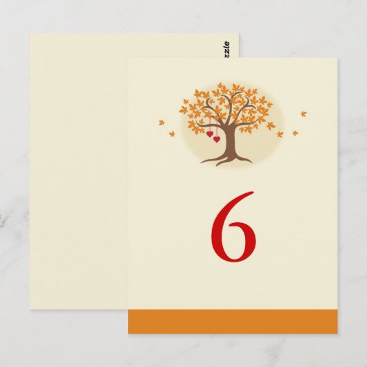 Herfst tabelnummer kaart (Voorkant / Achterkant)