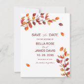 Herfst tak bladeren bruiloft opslaan van de datum (Voorkant)