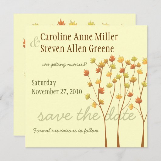 Herfst Tak Boom - Bewaar de Datum Save The Date (Voorkant / Achterkant)