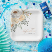 Herfst Tan & Gray Floral Baby shower Papieren Bordje (Feest)