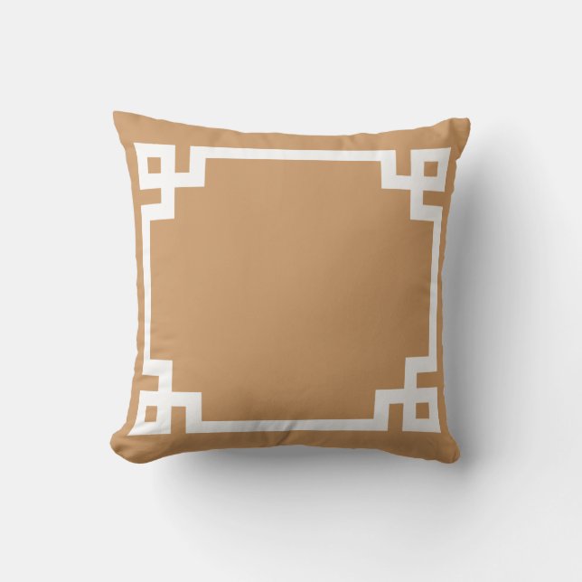 Herfst Tan Greek Key Pillow Kussen (Voorkant)
