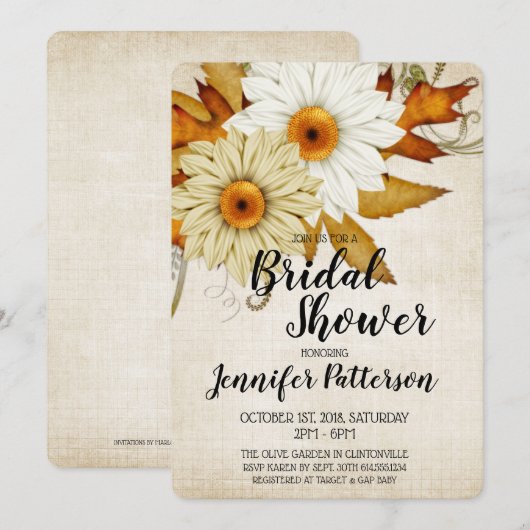 Herfst Tan & White Flowers Vrijgezellenfeest Kaart (Voorkant / Achterkant)