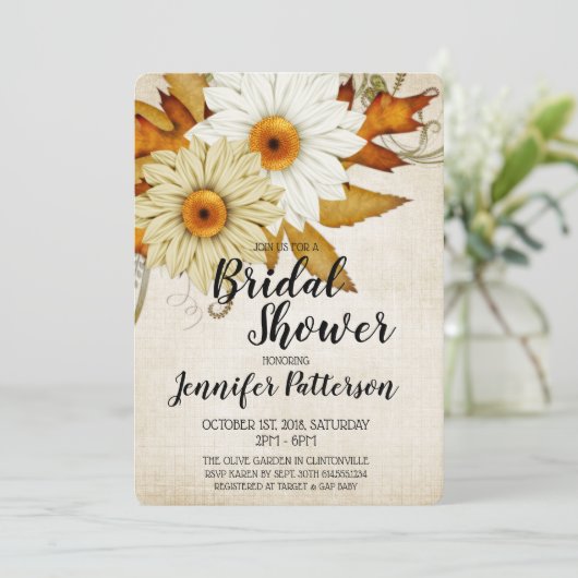 Herfst Tan & White Flowers Vrijgezellenfeest Kaart (Staand voorkant)