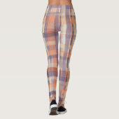 Herfst tartan plaid beige sinaasappel pruim check leggings (Achterkant)