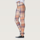 Herfst tartan plaid beige sinaasappel pruim check leggings (Links)