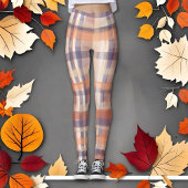 Herfst tartan plaid beige sinaasappel pruim check leggings