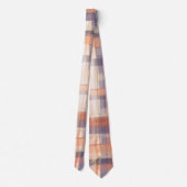 Herfst tartan plaid beige sinaasappel pruim check  stropdas (Achterkant)