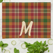 Herfst tartan ruit monogram theedoek (Gevouwen)