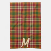 Herfst tartan ruit monogram theedoek (Verticaal)