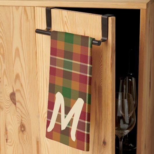 Herfst tartan ruit monogram theedoek (Derde Gevouwen)