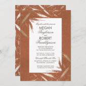 Herfst tarwe goud en Sinaasappel rustieke bruiloft Kaart (Voorkant / Achterkant)