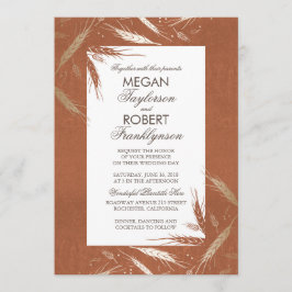 Herfst tarwe goud en Sinaasappel rustieke bruiloft Kaart