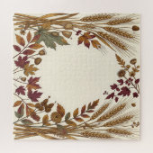 Herfst Tarweblad Eikel Oogst Krans Frame Legpuzzel (Horizontaal)