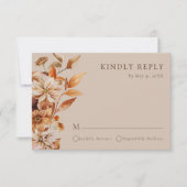 Herfst Taupe Bloemen bruiloft RSVP Kaartje (Voorkant)