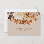 Herfst Taupe Bloemen bruiloft RSVP Kaartje (Achterkant)
