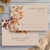 Herfst Taupe Bloemen bruiloft RSVP Kaartje