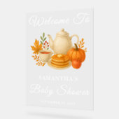 Herfst Tea Party Baby shower Welkom Acryl Bord (Hoek)
