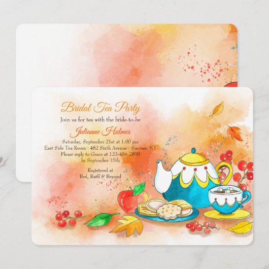 Herfst Tea Uitnodiging (Voorkant / Achterkant)