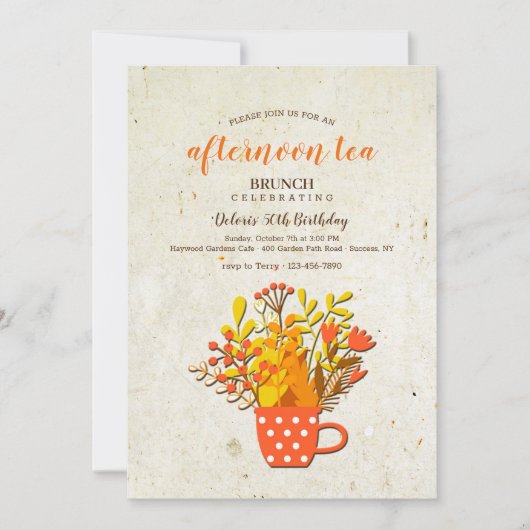 Herfst Tea Uitnodiging (Voorkant)